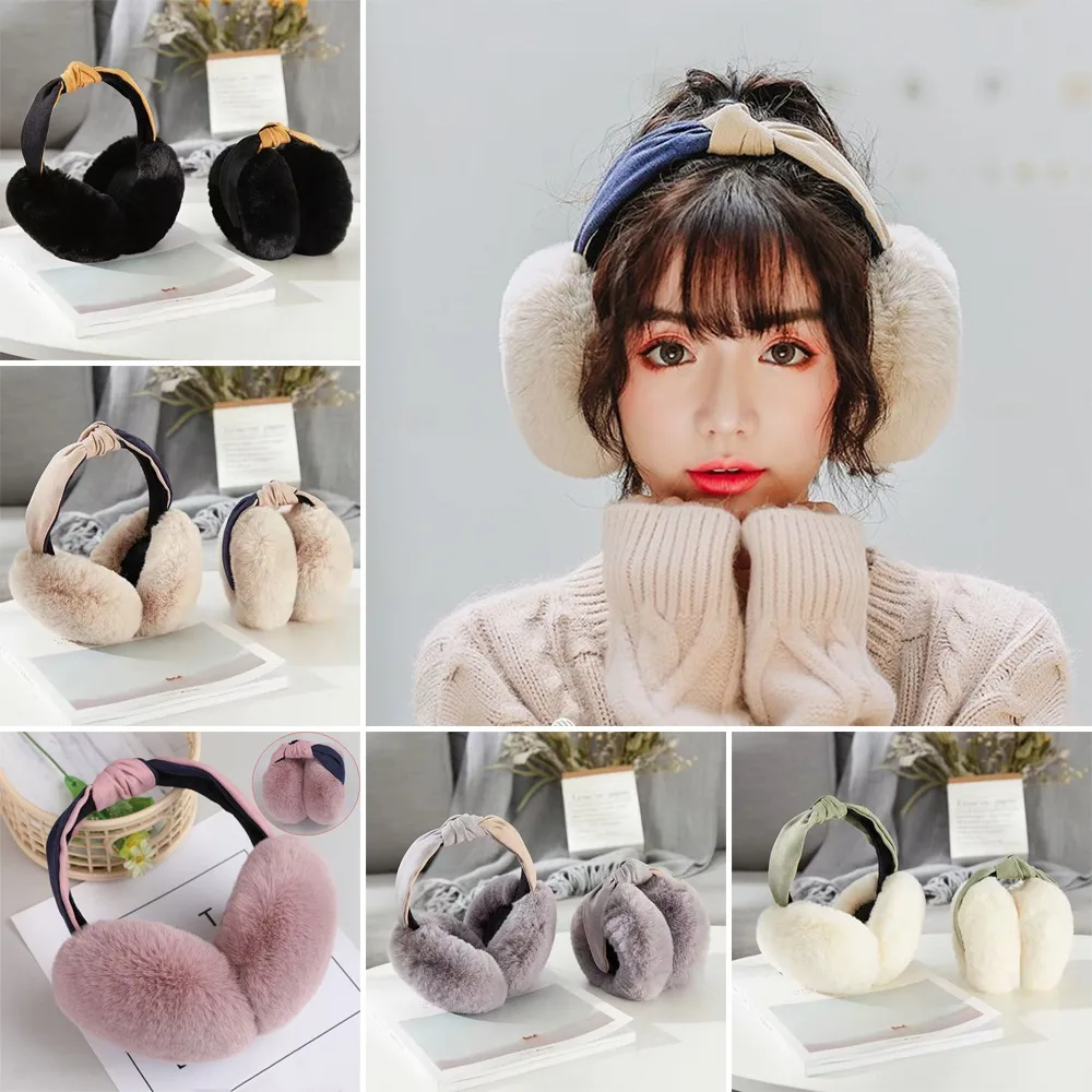 Fashion Soft Hair Hoop Earmuffs Solid Color Outdoor Cold Protection Plush Ear Warmer Ear-Muffs Ear Cover Warm Earmuffs Winter