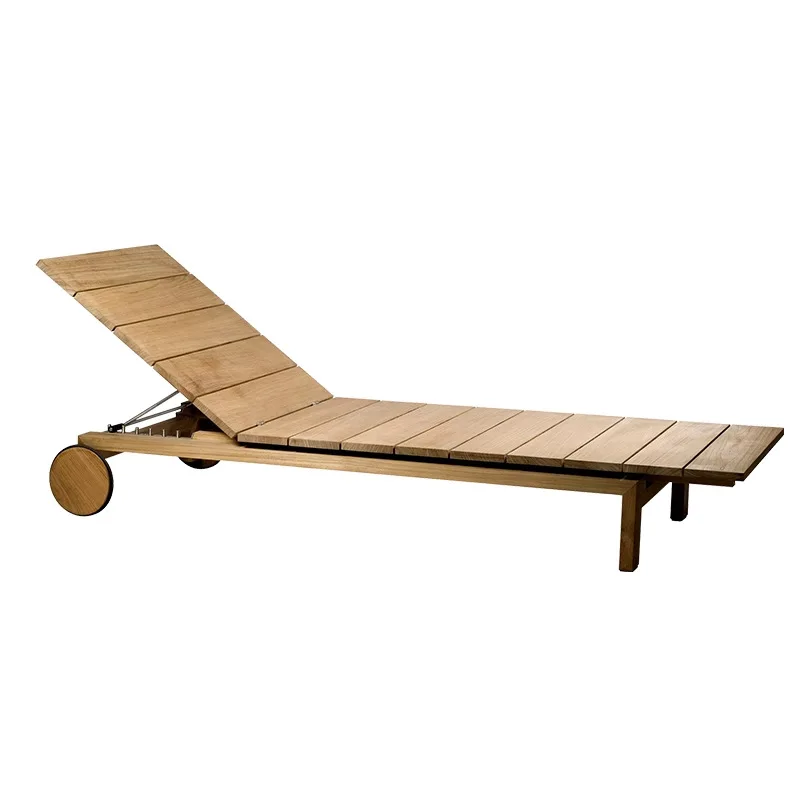 Outdoor loungers villa courtyard teak open-air waterproof swimming pool bed outdoor hotel homestay solid wood beach chair