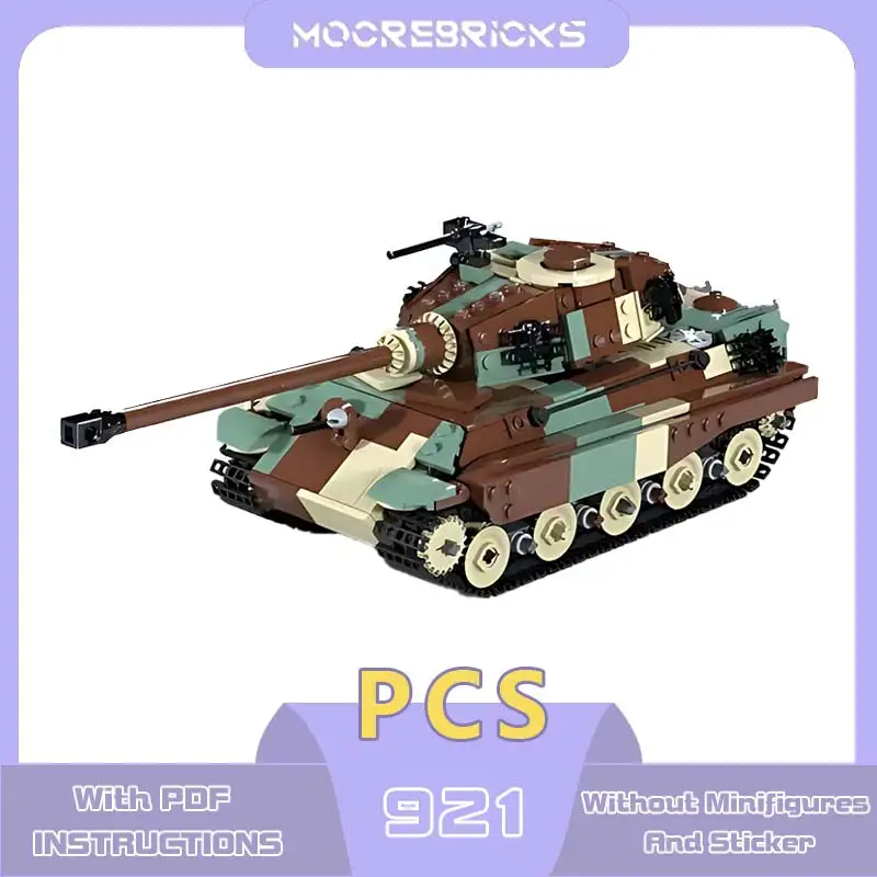 WW II The Tiger II Army Armed Vehicles Model German Heavy Tanks Building Blocks Technology Bricks Desktop Display Toy Gift