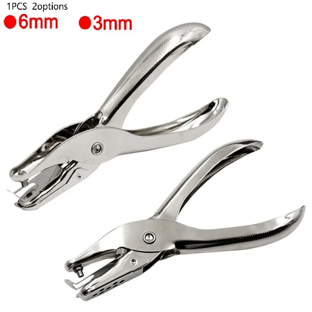 3/6mm Metal Single Hole Puncher Hand Paper Punch Single Hole Scrapbooking Plier Paper Cutter School Office Binding Supplies