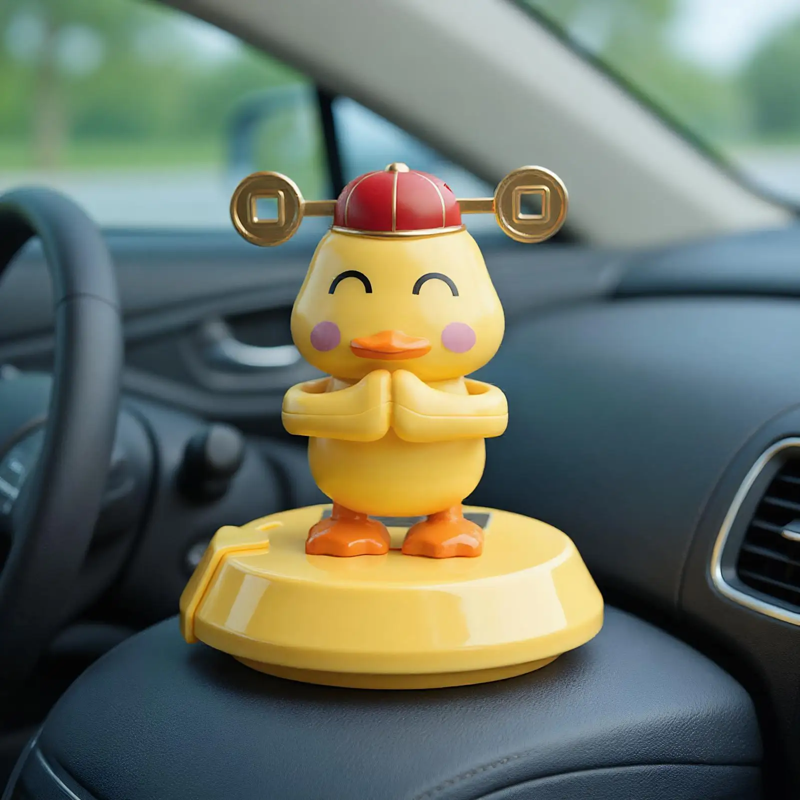 

Solar Dancing Figures Yellow Duck Car Dashboard Decor Wobble Dancer Figurines With Parking Number Plate For SUV RV Sedan Truck