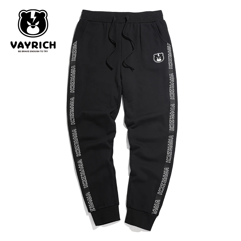 Vayrich Branded Cotton Joggers Running Sports Streetwear Pants Lightning Bear Side Seam Drawstring Casual Trousers Sweatpants