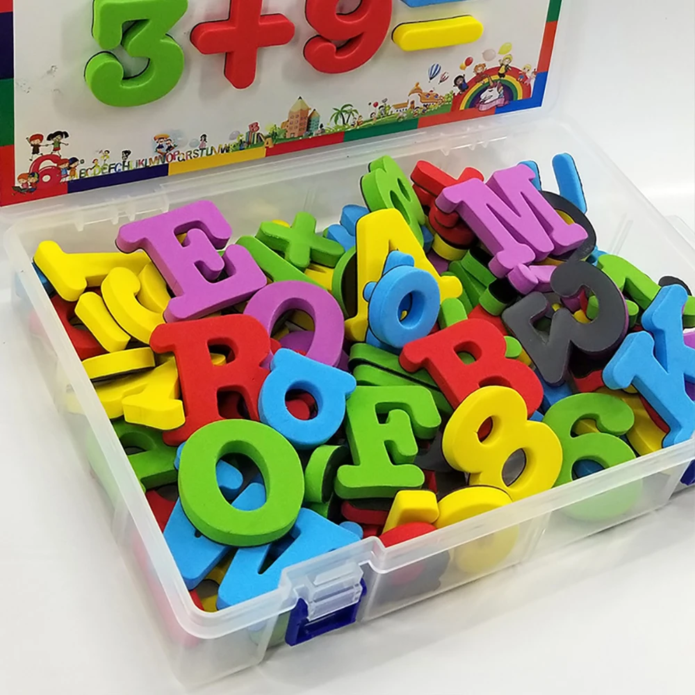 Lettres magnétiques chiffres Alphabet ABC 123 aimants pour réfrigérateur en plastique éducatif préscolaire jouet d'apprentissage ensemble majuscules minuscules mathématiques