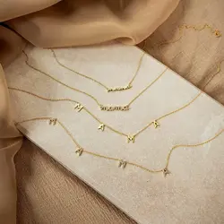 GD Wholesale Elegant Gift Tarnish Free Jewelry mother day 18k Gold Plated Stainless Steel initial Mama Chain Necklace Choker