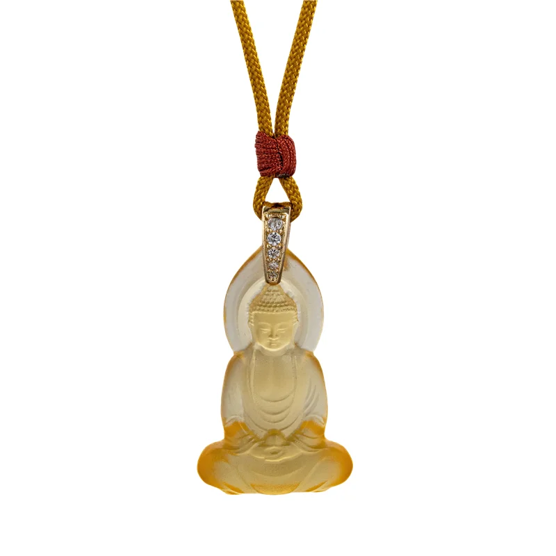 

Amitabha Buddha Pendant Double Sided Buddha Necklace Portable Guardian Buddha Pendant for Peace and Blessings Gifts