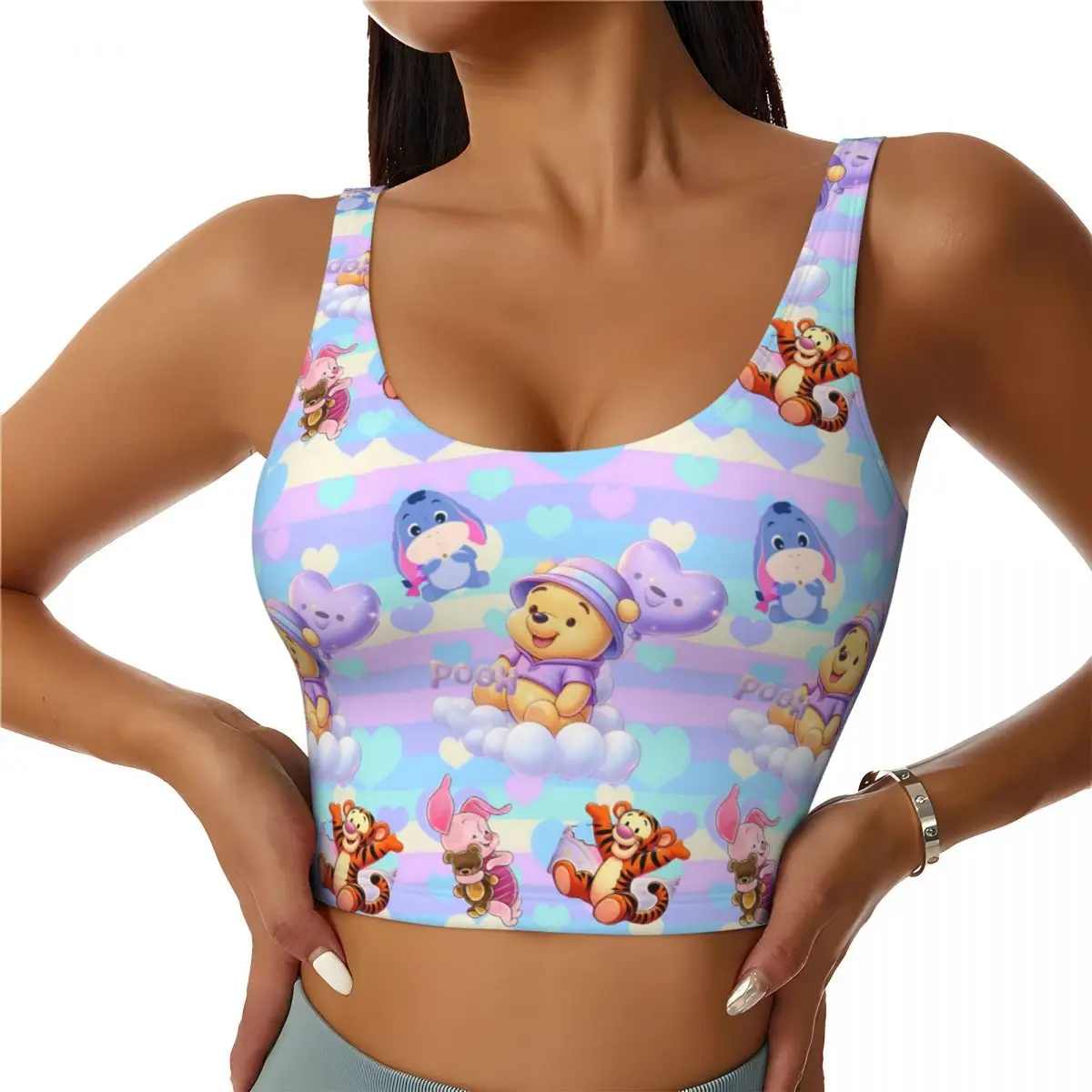 

Custom High Impact Cartoon Winnie The Pooh Comics Sports Bra Women's Manga Gym Workout Yoga Crop Top