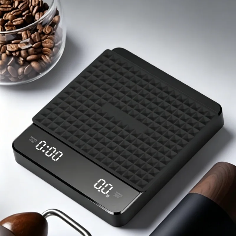 

3kg High Precision Electronic Coffee Scale, LED Display USB Timing Coffee Scale with Waterproof Pad, Professional Home Coffee Ac