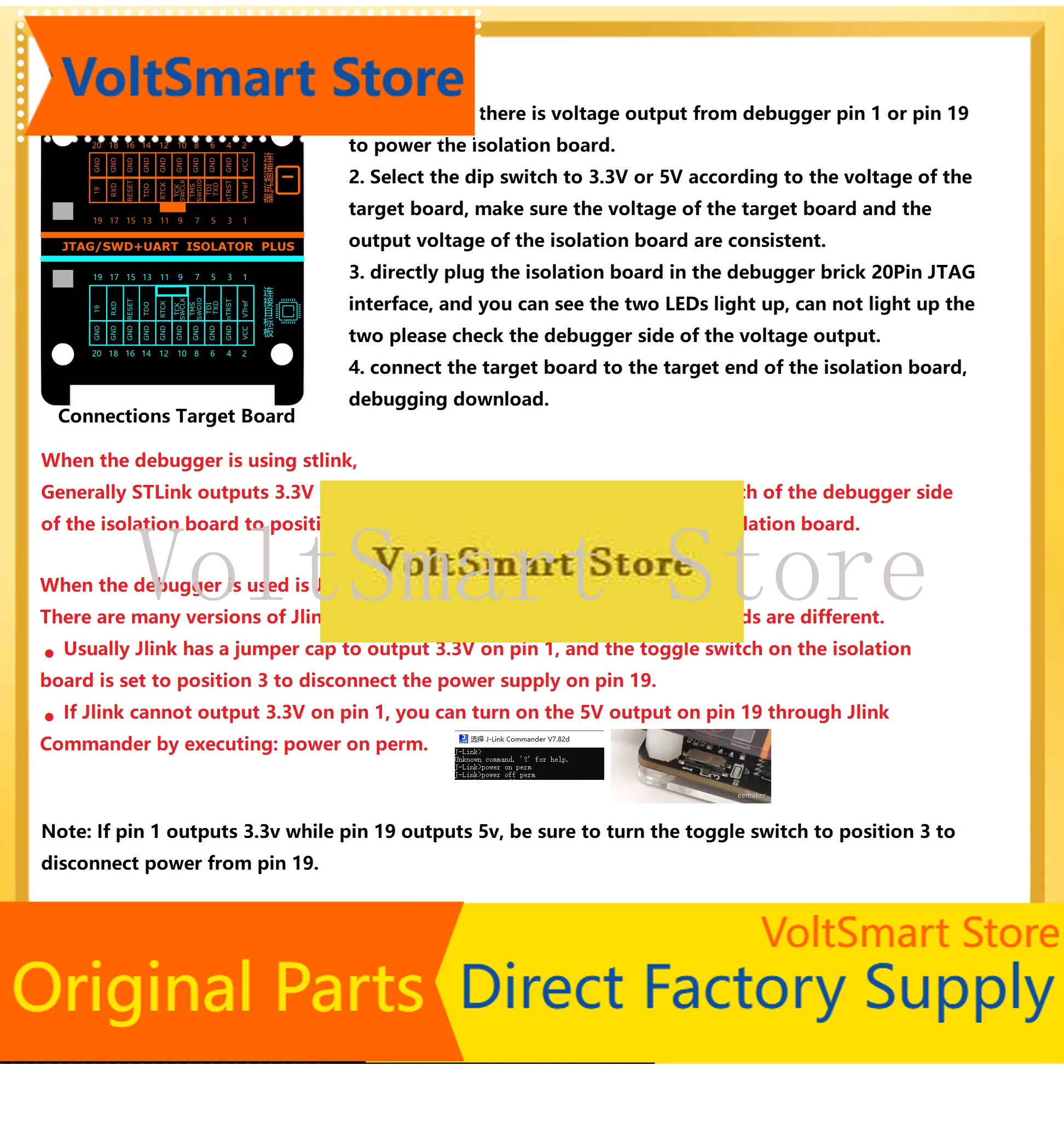 VoltSJTAG High Voltage Isolation Emulator Support JLink/STLink/DAPlink Debugger High Speed JTAG SWD Serial Isolation