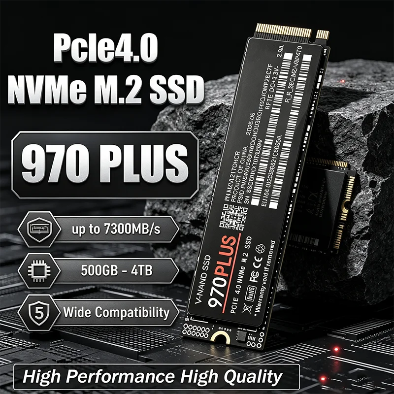970 PLUS NVMe M.2 2280 SSD PCIe Gen4.0 X4 500GB - 4TB 7400MB/s TLC 3D NAND gaming drive for PS5 PC laptop low power Original