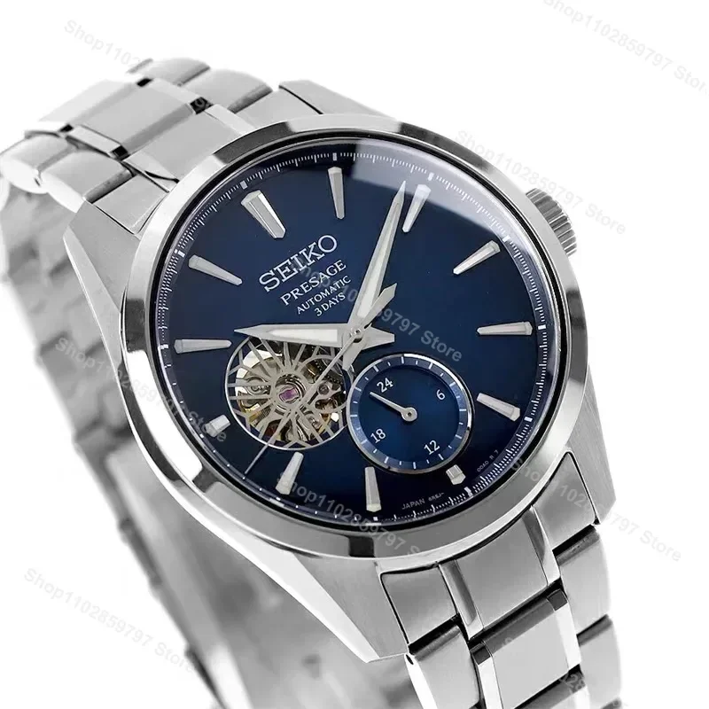 Seiko Pure Mechanical Fully Automatic Men\'s Watch Hollowed Out Casual Sapphire Stainless Steel Fashionable Luxury SARJ003 Watchs