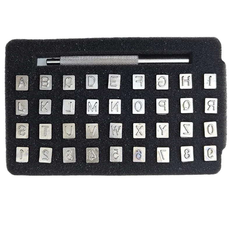 

A51M-DIY Leather Stamp Engraving Craft Tools, Alphanumeric Stamp Leather Craft