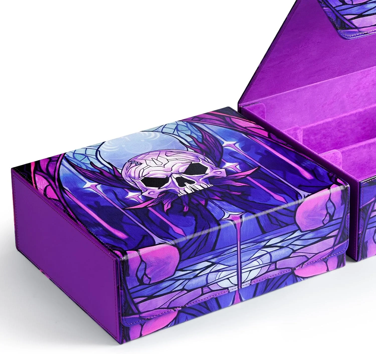 Trading Card Storage Box for Pattern print, Holds 1800+ Single-Sleeved Cards, Magnetic Closure Pu Leather Card Box Fits TCG Card