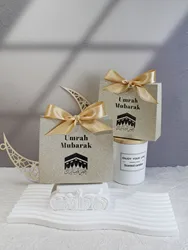Umrah Mubarak Cardboard Treat Gift Boxes for Islam Eid Ramadan Candy Box Goody Gifts Boxes Crafting Cookie Boxes(black) 