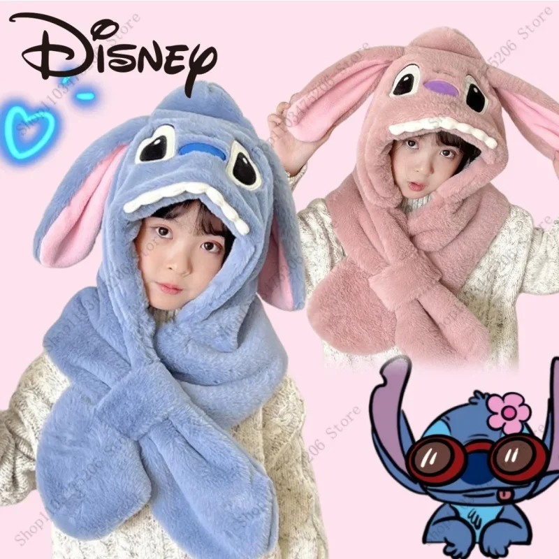 

Disney Stitch Super Cute Boys and Girls' Woolen Hat Winter Plush Hat Scarf One Piece Hat Autumn and Winter Hats