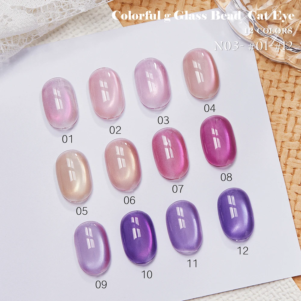 Vendeeni 12 Farben/Set Kristall-Katzenaugen-Gel-Nagellack Magnetischer UV-LED-Soak-Off-Gel-Lack Rosa Lila Katzenaugen-Gel mit Display – Detail 6
