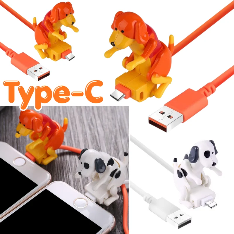 Novelty Moving Dog USB to Type C Charging Cable Creative Funny Wiggly Dog Charger Wire for Android Smartphone Holiday Funny Gift