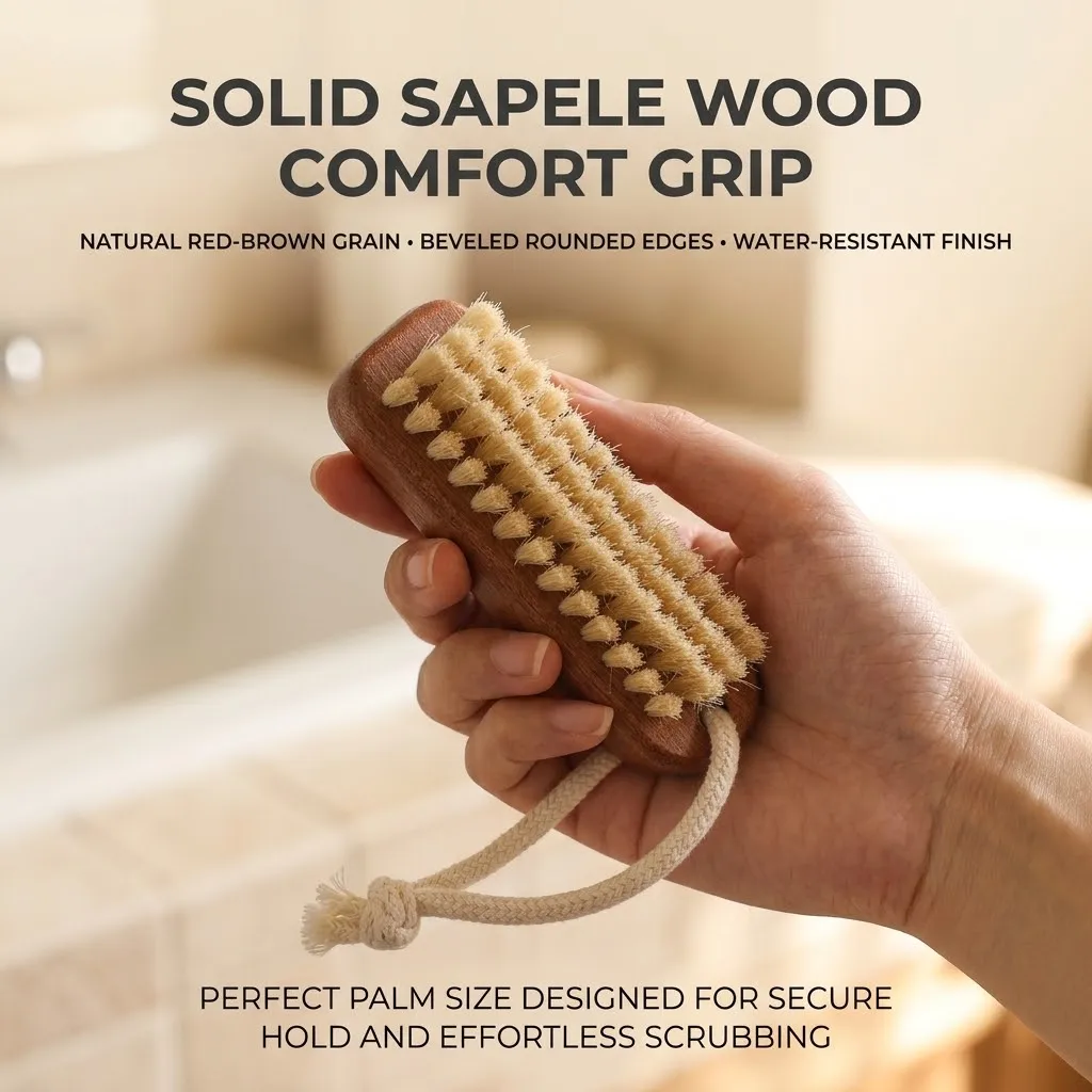 Wooden Handle Nail Brush Dual Level Bristles Cleaning Brush for Fingernail Toenail Foot Care