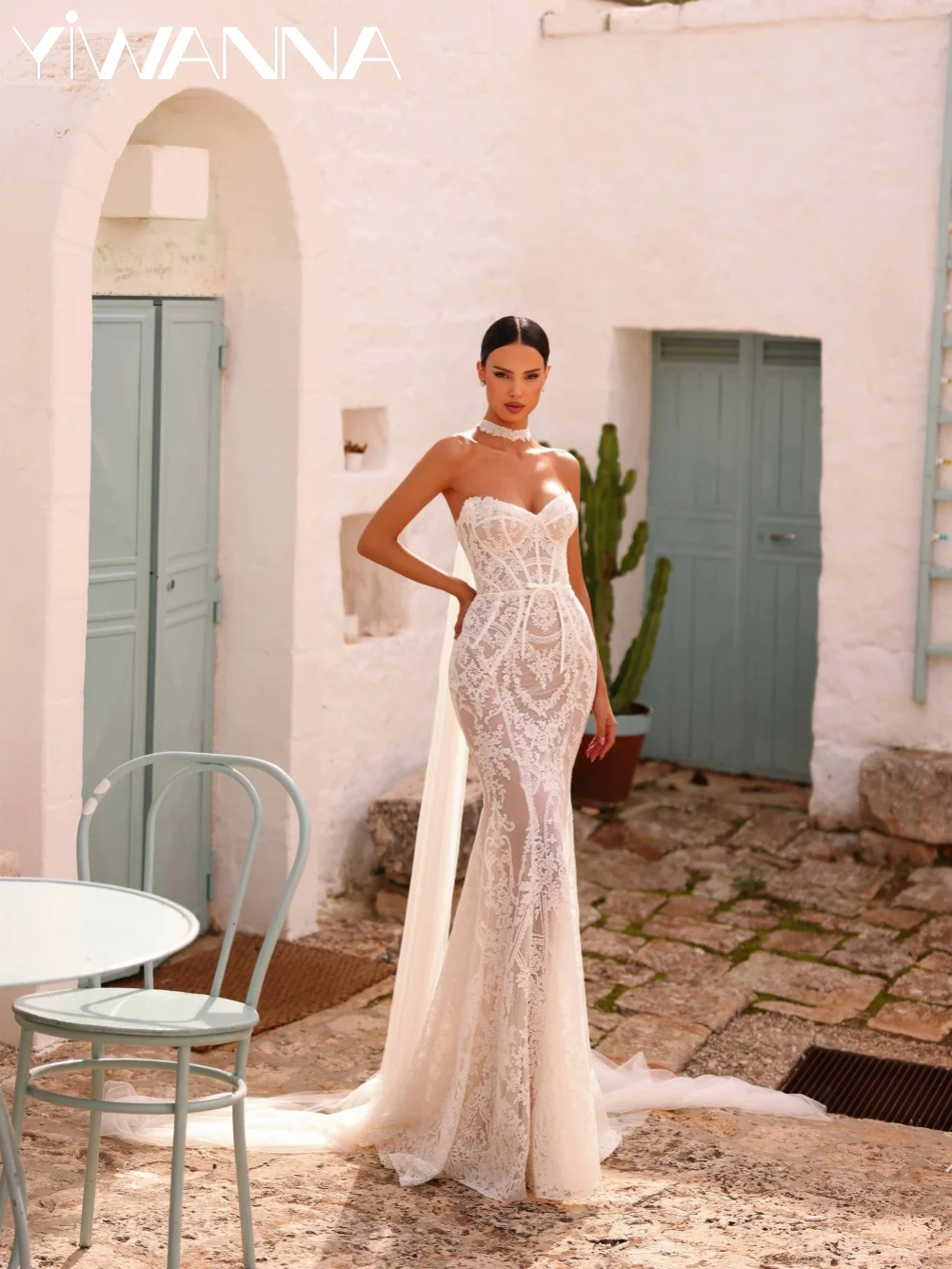 New Arrival Lace Mermaid Wedding Dress Illusion Sweetheart Neck Bridal Gown Customzied Romantic Sleeveless Dresses For Bride