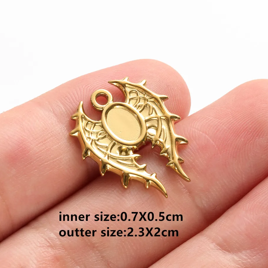 6pcs Blank Tray Cabochon Pendants Round Rectangle Square Charm Stainless Steel Charms For Jewelry Making Bulk Handmade Necklaces - view 5
