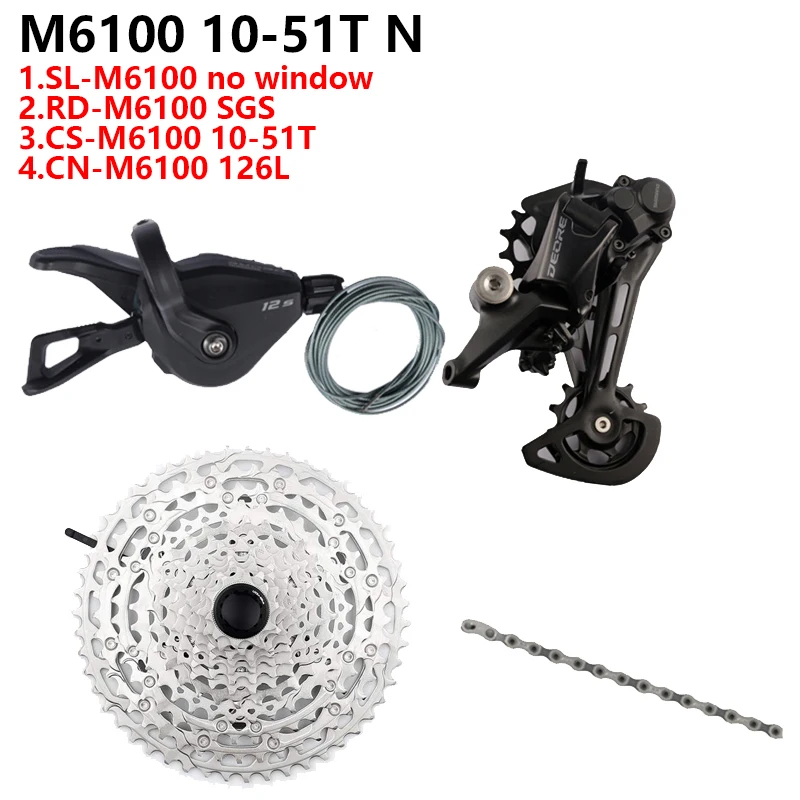 SHIMANO DEORE 12s Groupset M6100 SL+RD+CN Sunshine 11-46T 11-50T Cassette 12 Speed Groupset For MTB Mountain Bike With/No Window