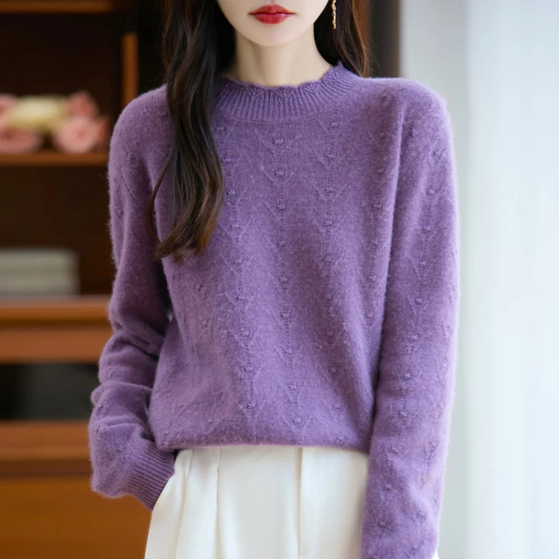 سترة امرأة الصوف الشتاء سميكة متماسكة البلوز الدافئة فضفاضة عارضة الخريف أزياء تريكو أنيقة محبوك ملابس مريحة أعلى