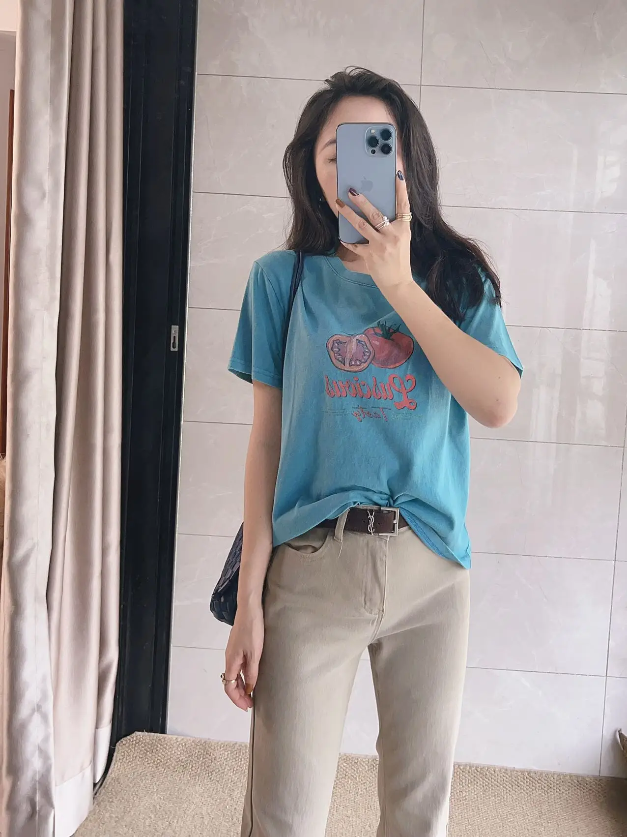 

Романтичная белая футболка с коротким рукавом цвета павлиний синий, универсальная, высококачественная, с мультяшным принтом, хлопковая, для повседневной носки, с эффектом омоложения