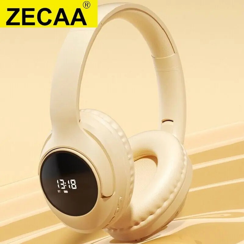 

ZECAA New Bluetooth Digital Wireless Bass Headphone Sport Headphone ANC Headphone With Digital Clock And FM Radio