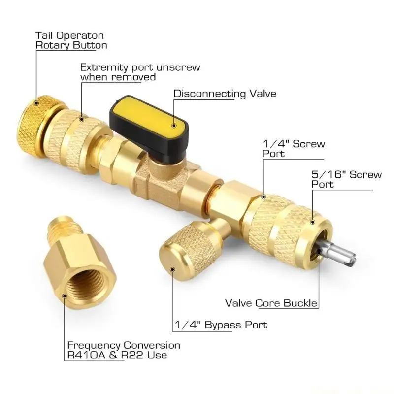 A2BE Adapter Remover Installer Tool with Double Size SAE 1/4 & 5/16 Port for R404A