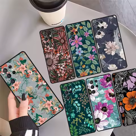 Painting Flowers Nature Leaves Phone Case Cover For Samsung Galaxy S24 Ultra 23 S22 Plus S21 FE S20 S8 S9 S10 Note 10 Pro 20
