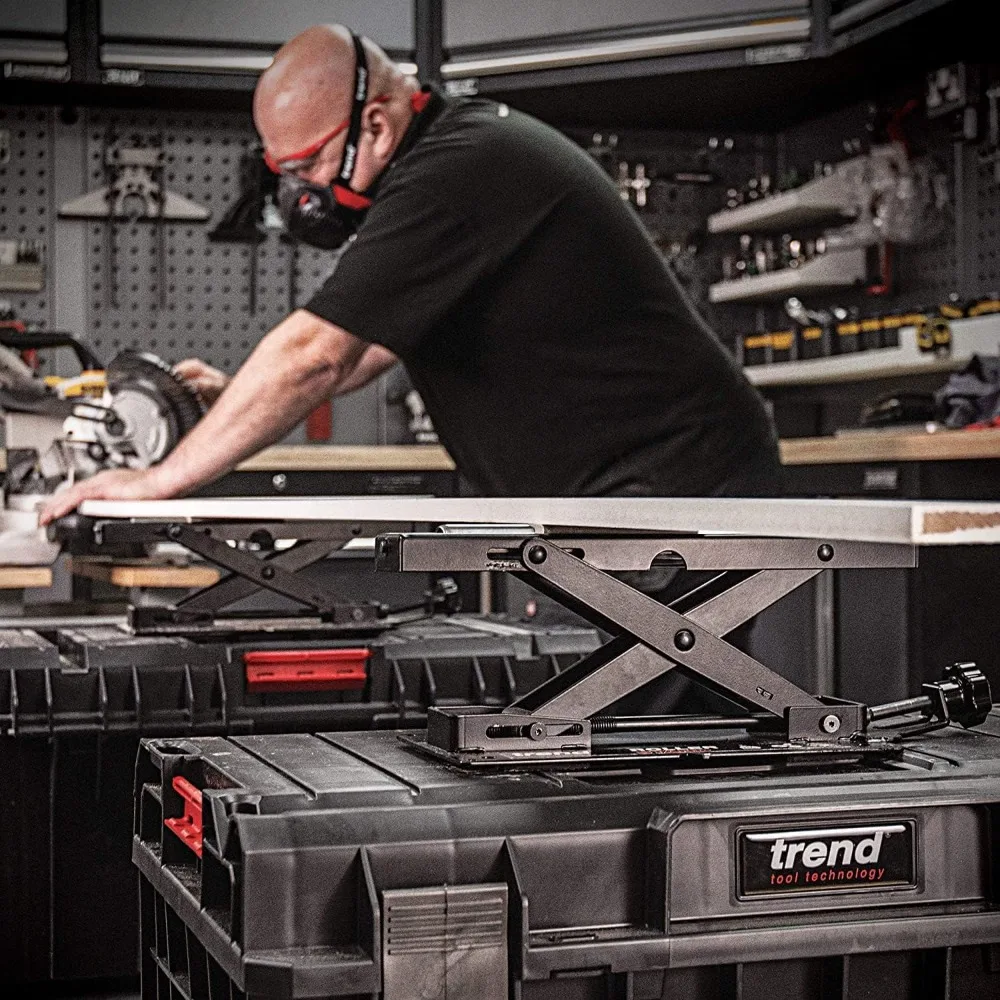 حامل أسطوانة منشار ميتري قابل للتعديل بسعة 140 رطلاً ونطاق الارتفاع من 2 إلى 6.3 بوصة