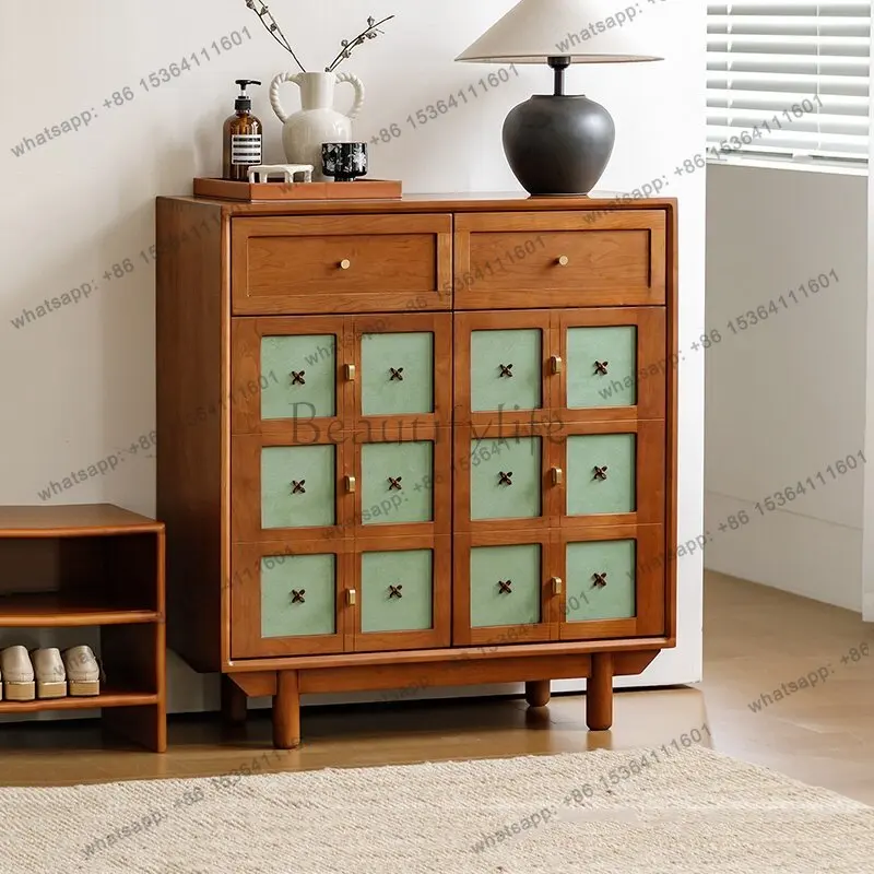 

Medieval style two-door shoe cabinet household living room gilt storage cabinet