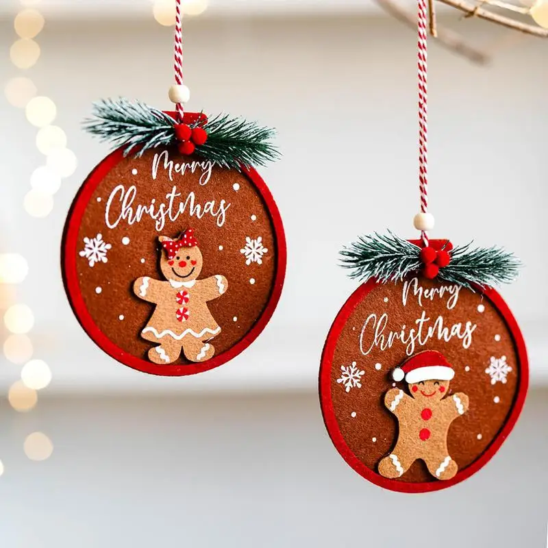 Felt Gingerbread for Christmas Gingerbread Man Felt Pendant Christmas Ornament Photography Props Women Men Seasonal Bag Charm