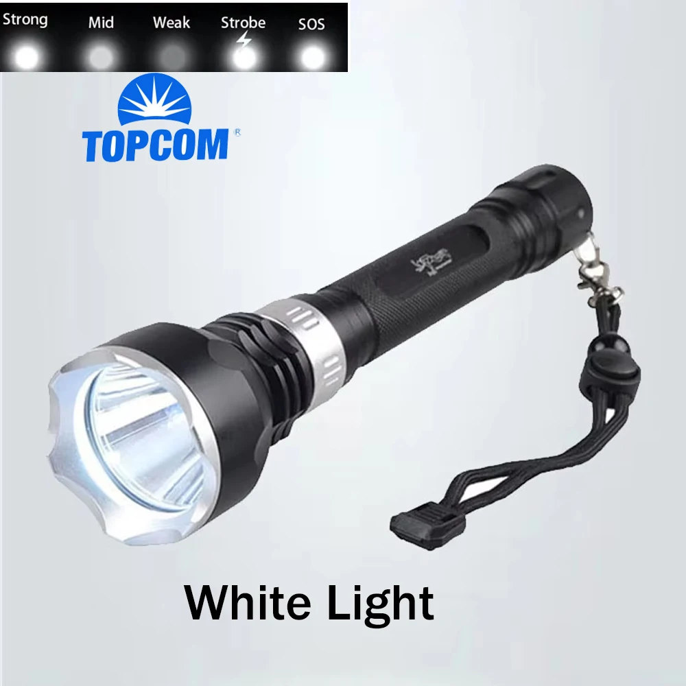 

TopCom 10 w 200 м подводный светодиодный фонарь Дайвинг Перезаряжаемые 18650 LED Батарея не включены факел