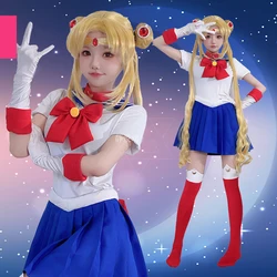 Anime Tsukino Usagi Serena Cosplay Costume Women Kawaii Short sleeve Dress School Uniform Sailor Suit Halloween Carnival Clothes