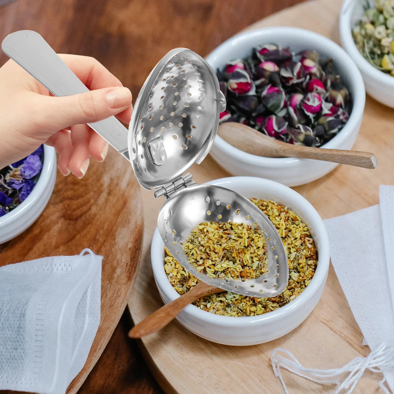 

1Pcs Stainless Steel Pine Tea Filter Stable Long Handle Fine Mesh Infuser for Loose Leaf Tea and Spices