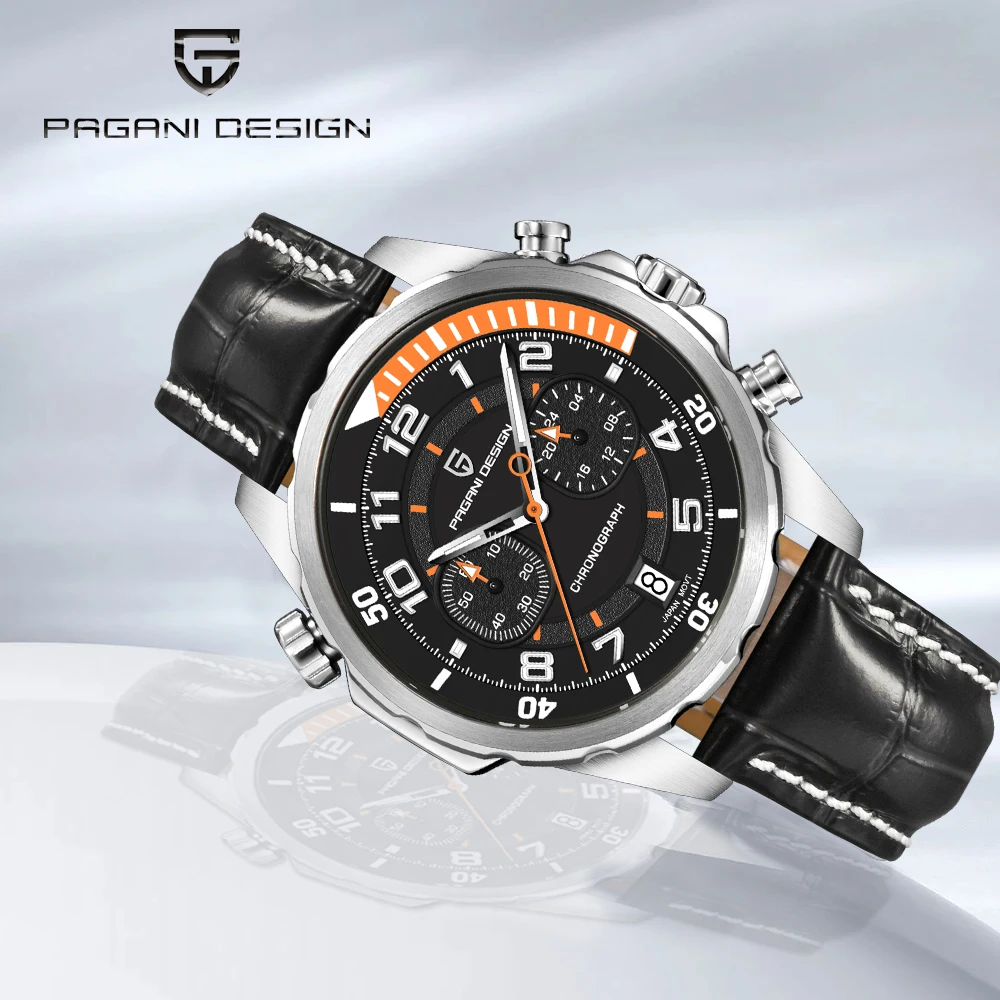 

Новинка 2023 года PAGANI DESIGN 44 мм, деловые мужские кварцевые часы, вращающаяся шкала, циферблат, хронометр, 50 м, водонепроницаемые светящиеся часы для мужчин