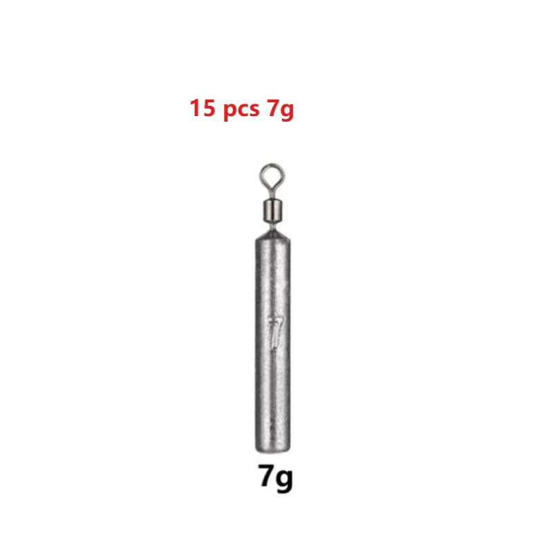 15 Stück/Set Drop-Shot-Sinker 3,5g/5g/7g/10g/14g/20g Zylindrische Röhrenbleie Metall-Jig Meeresangel-Set Angelzubehör – Detail 9