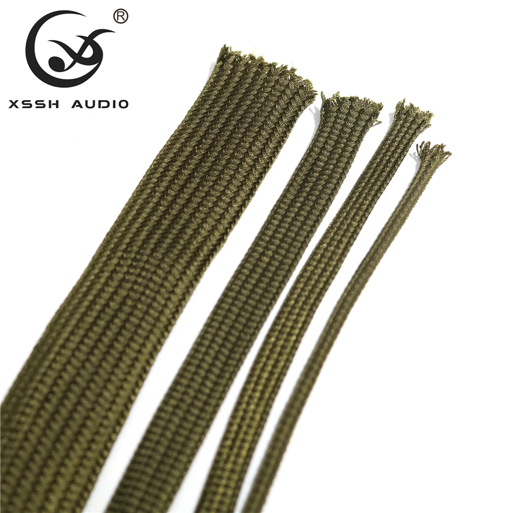 10m/20m hohe Dichte grüne Baumwolle Polyamid Hülle DIY Hifi Lautsprecher Power Audio Draht Stoßdämpfer geflochtene Kabel mantel hülsen – Detail 5