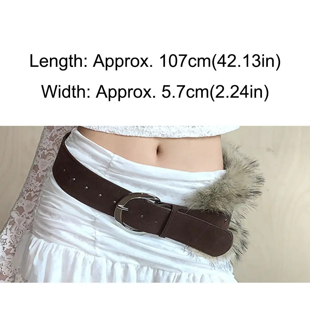 Retro Trendy Design Nepbont Riemen Y2K Punk Harige Splicing Riem All-match Taille Riemen Damesmode