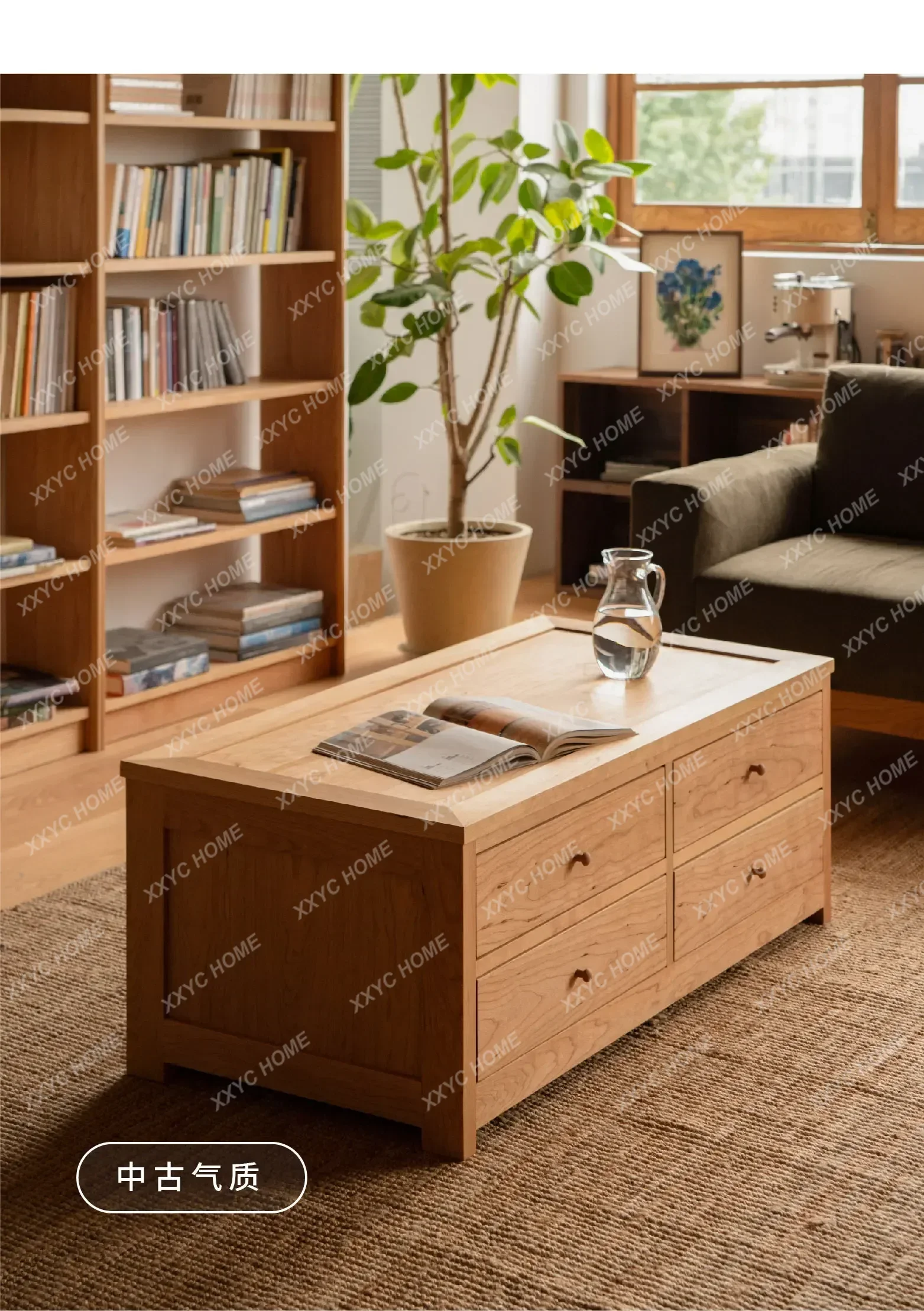 Coffee Table Dining Table Dual-purpose Storage Simple Modern Small Apartment Living Room Solid Wood Tea Table