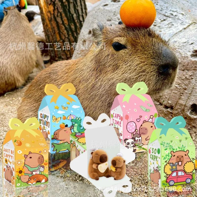 12 stks Capybara Bonbondoos Cartoon Kids Verjaardagsfeestje Gunsten Candy Cookie Treat Pakket Dozen Baby Douche Decoratie Benodigdheden