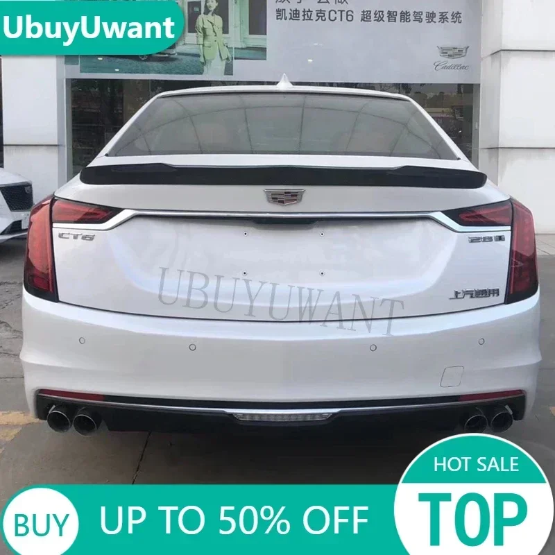 For Cadillac CT6 2019 ABS Plastic Fake Carbon Fiber Exterior Rear Spoiler Tail Trunk Boot Wing Decoration Car Styling