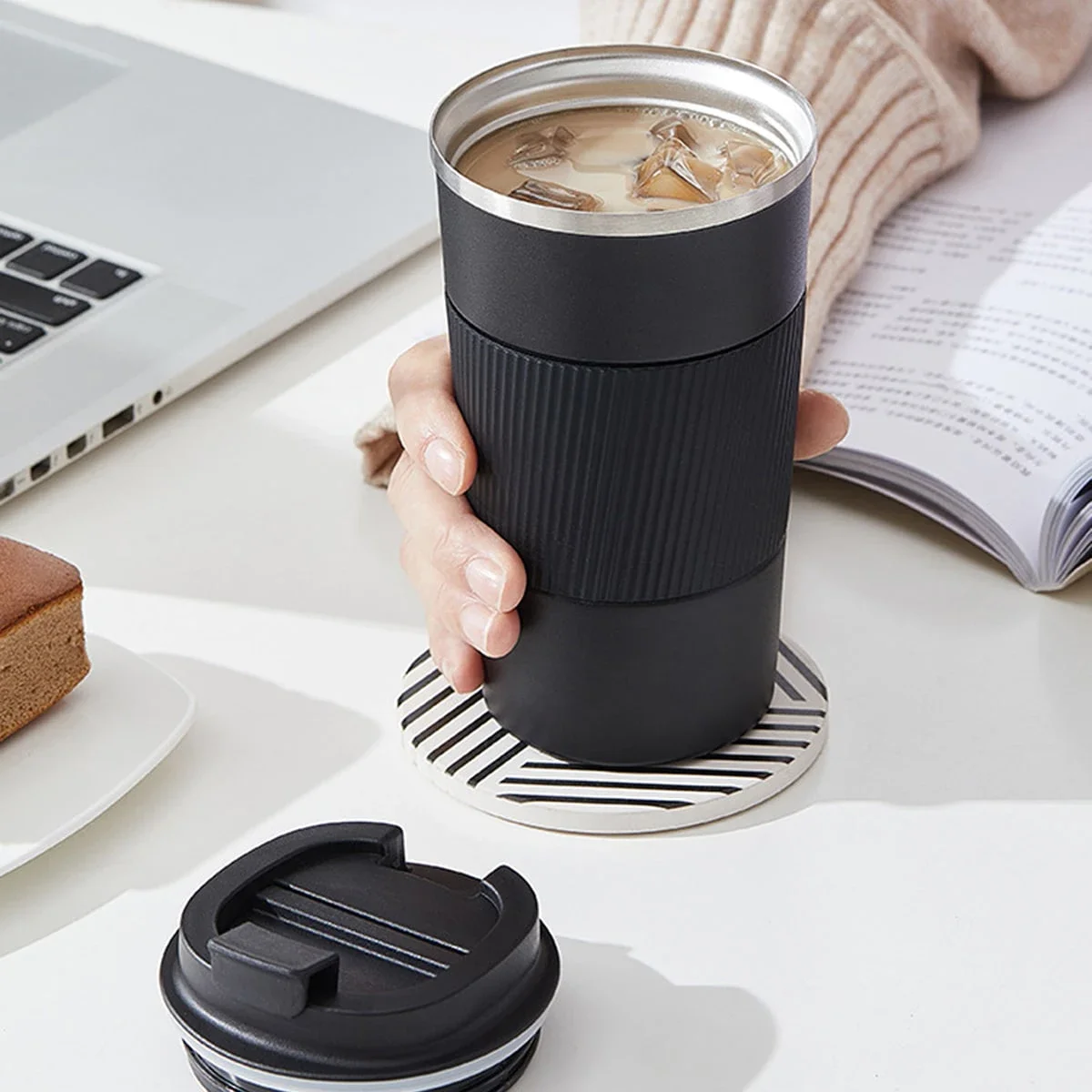 1PC - Stainless Steel Insulated Coffee Cup Portable Carrying Cup