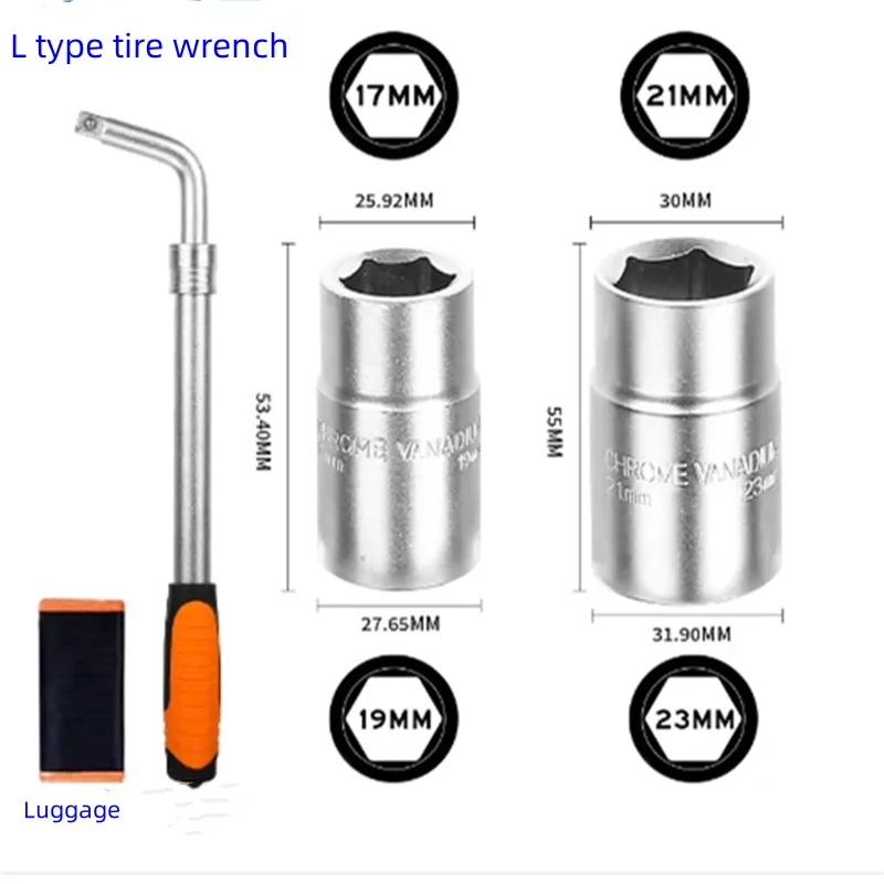 

Подходит для шинный ключ, трудосберегающий инструмент для разборки автомобильных шин, удлинитель L-типа, телескопическая втулка 17/19/21/23 мм