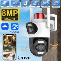 4K 8MP Wifi PTZ Camera Outdoor Wifi Dual Lens Security IP Cameras 10X Zoom AI Tracking ONVIF CCTV Surveillance Camera Waterproof