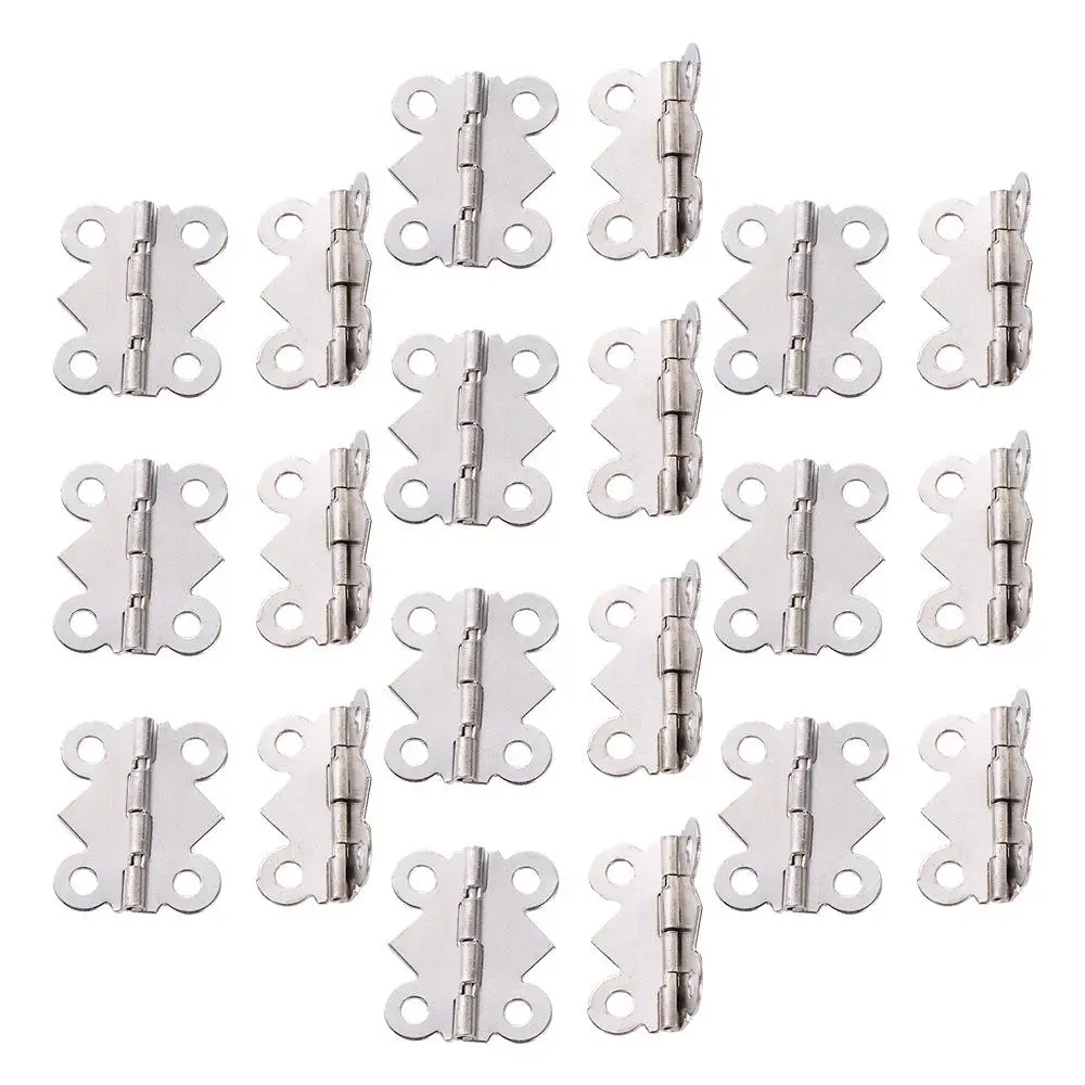 บานพับตู้แบบวินเทจ 10 ชิ้น พร้อมสกรู บานพับกล่องเครื่องประดับ สีเงิน สีบรอนซ์ บานพับประตูแบบผีเสื้อ บานพับลิ้นชัก