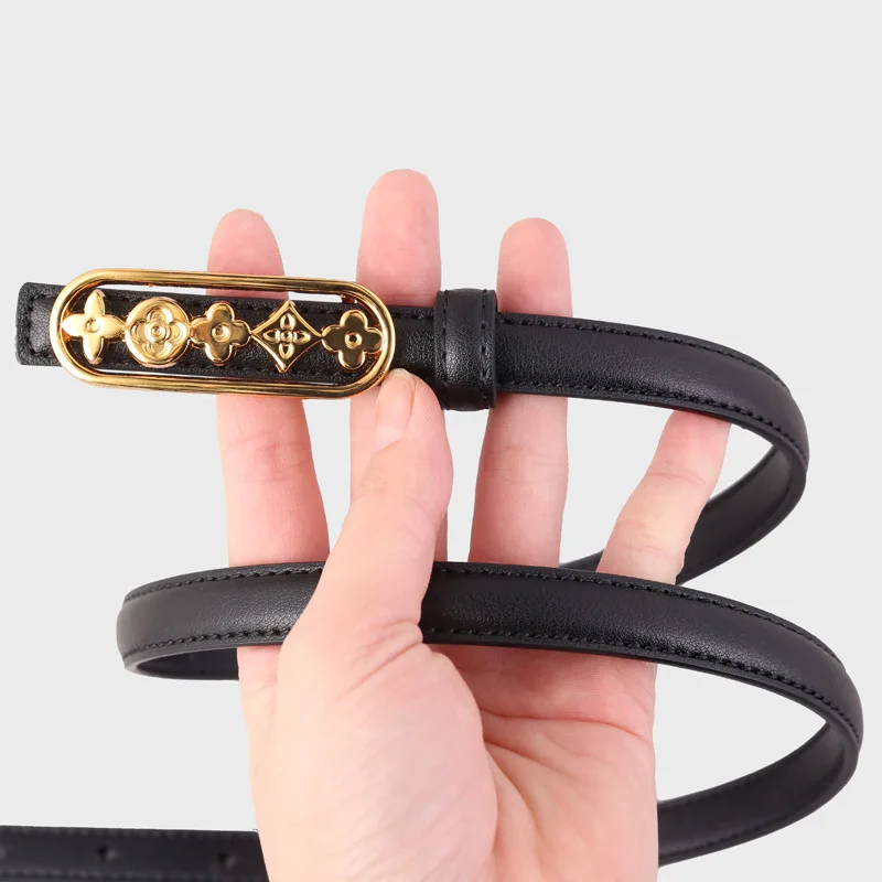 حزام جلد طبيعي للسيدات لعام 2024 - حزام خصر رفيع بأزرار خاطفة على الموضة للفساتين والسراويل، حزام نحيف أنيق قابل للتعديل فاخر
