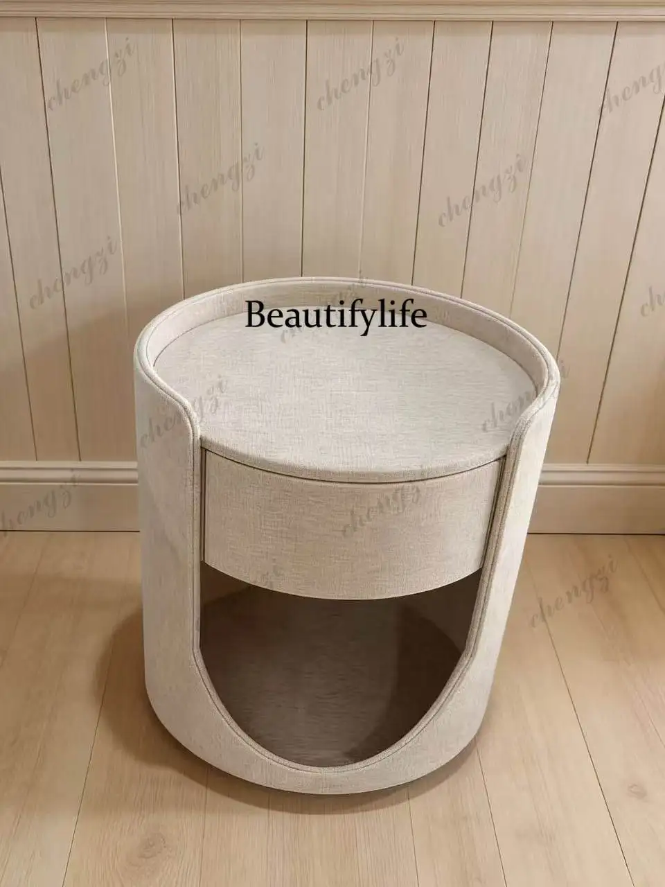 Fabric bedside table Small apartment round bedside table Open, pet side table