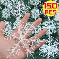 Artificial White Snowflakes Christmas Ornament Xmas Tree Hanging Pendents DIY Fake Snow Flake New Year Party Home Decors Gifts