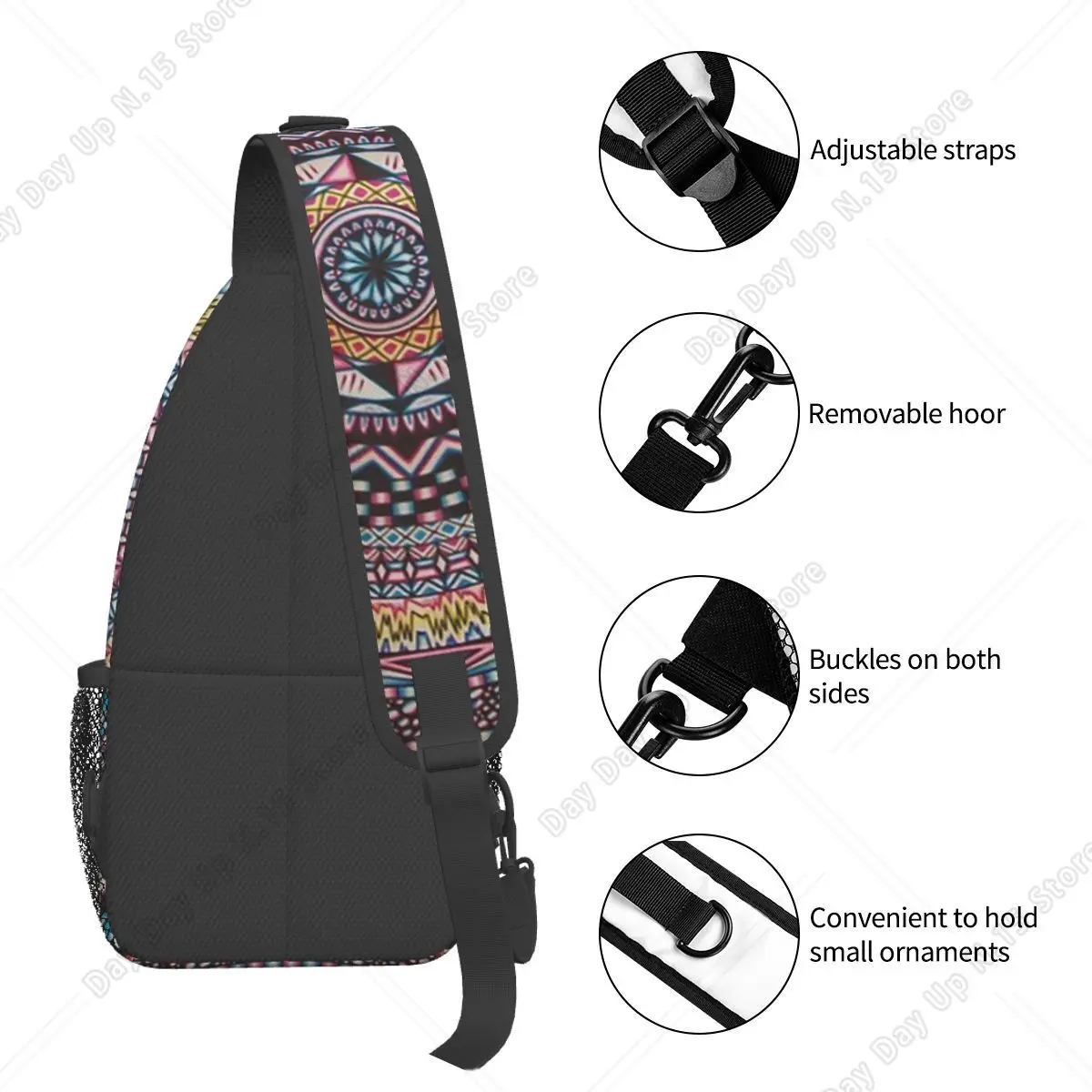 Mandala Psychedelic Bohemian Boho Chest Bag Men Sling Crossbody Backpack Chest Bag Travel Hiking Daypack Shoulder Bag view 5